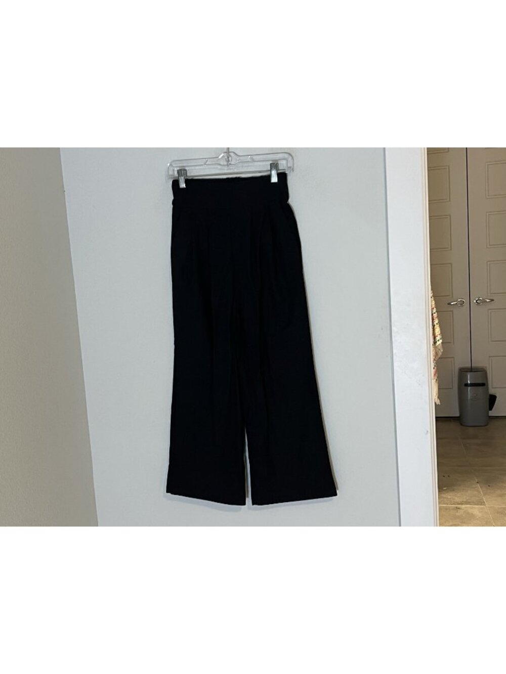 Kourt Black Cropped Wide Leg Linen Blend Pull On Pants Size XS Pockets